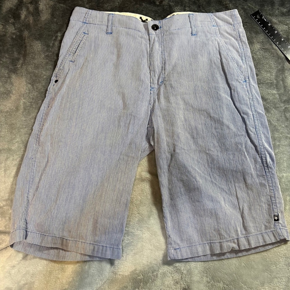 Zoo York Pinstripe Shorts Mens 32 Blue White Excellent Cotton Skate Summer